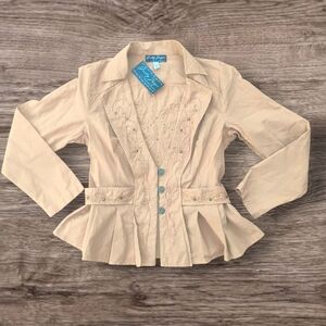 Gretty Zueger embroidered tan Blazer/Jack, NEW